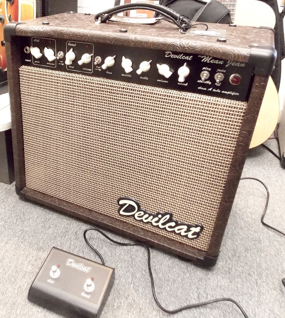 Devil Cat Mean Jean 15 watt with western tooled leather look Tolex and wheat colored grill cloth. Hand made, monster transformers, built to last. $1,295.00