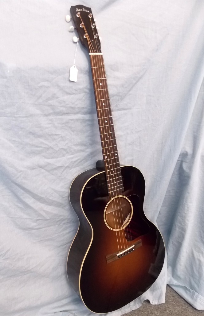 Huss & Daltons Crossroads model with red spruce top that's been "cooked" with a process called "torrefaction" to speed the aging process.